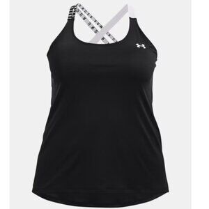 Under Armour HeatGear Wordmark Double Strap Tank Top - Black and White - NWT